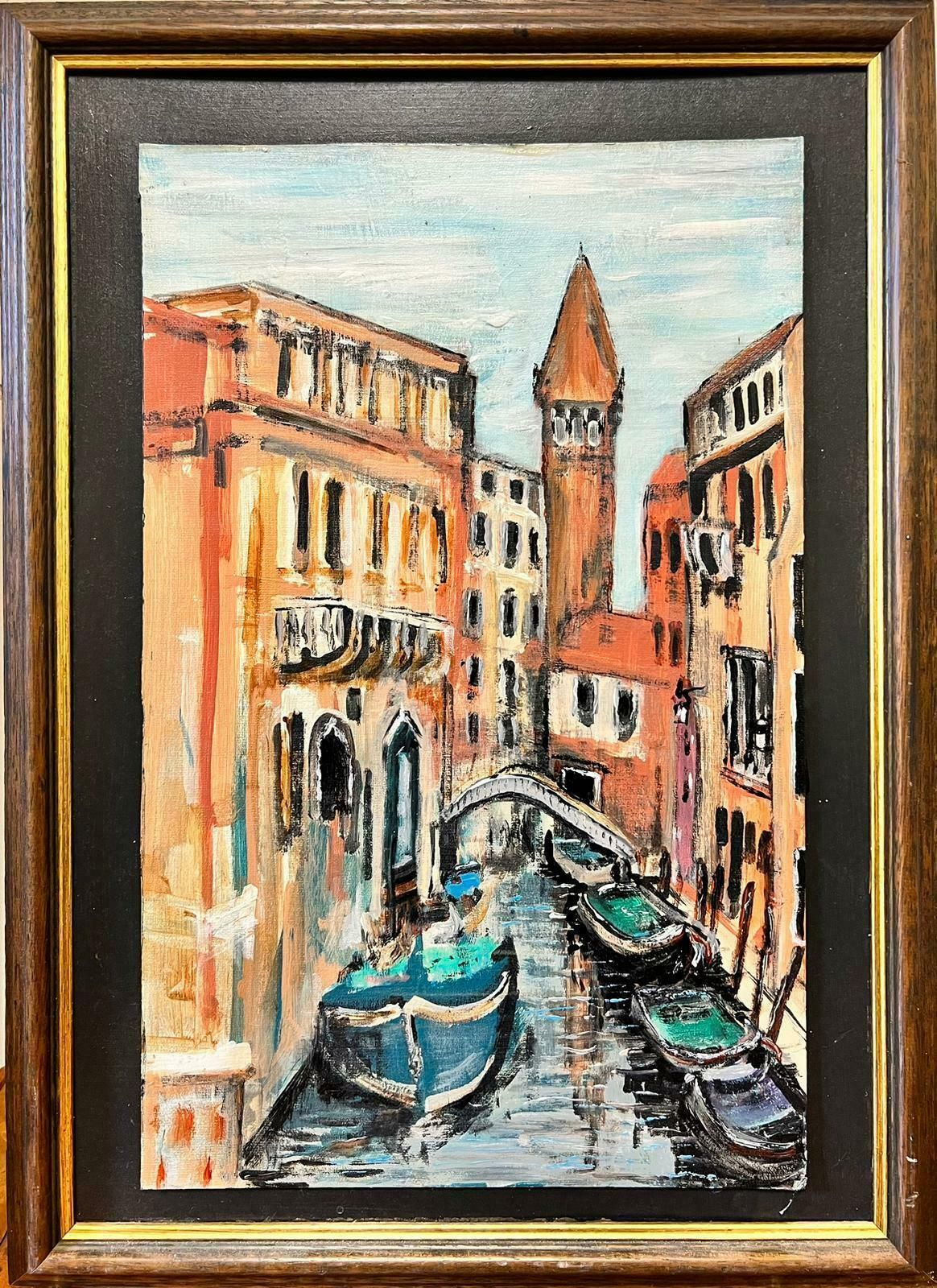Contemporary British The Venetian Canal Quiet Backwater Modern British Painting photo furniture