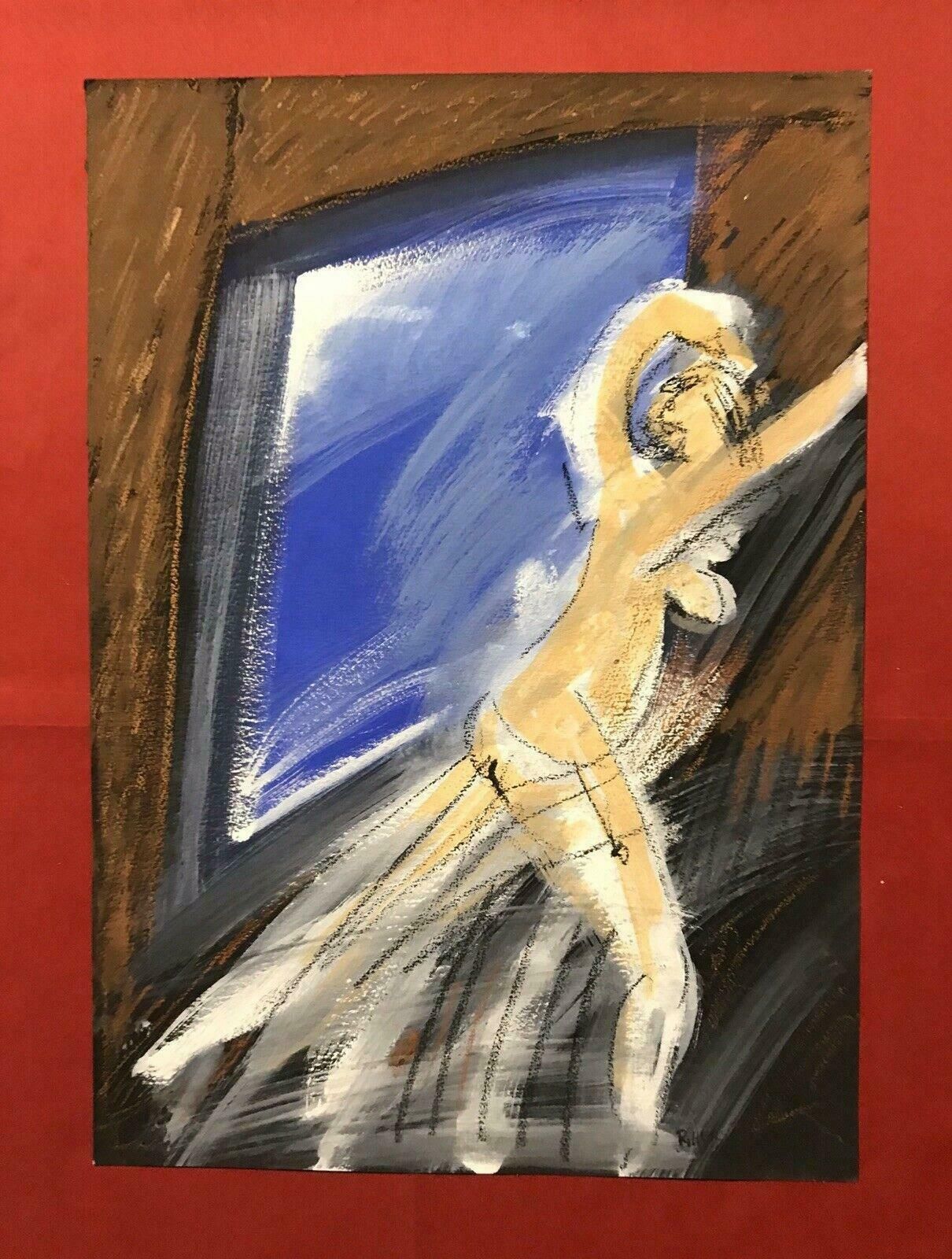 Roger Hersonroger Herson (1922 2008) Signed French Abstract Painting   Moving Nude Figure20th Century photo furniture