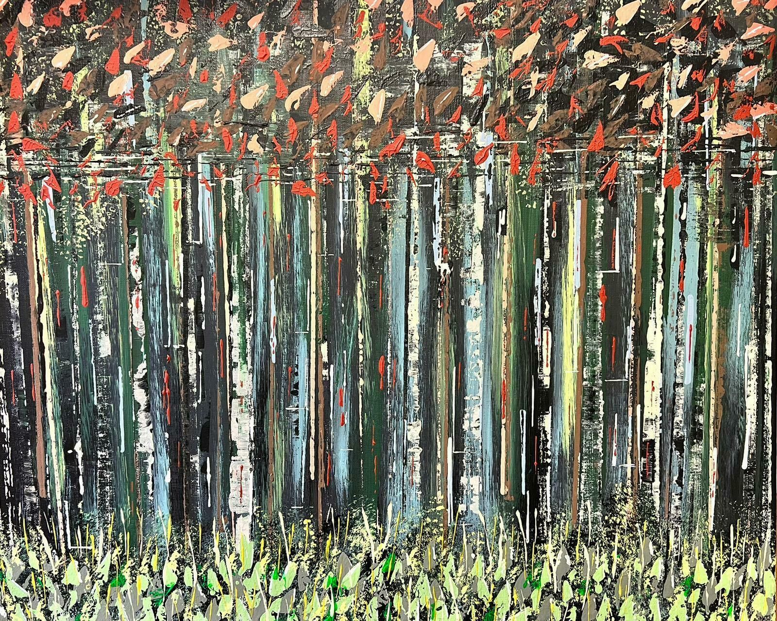 Contemporary British Colourful Modern British Summer Thick Woodland Landscape Dense Trees