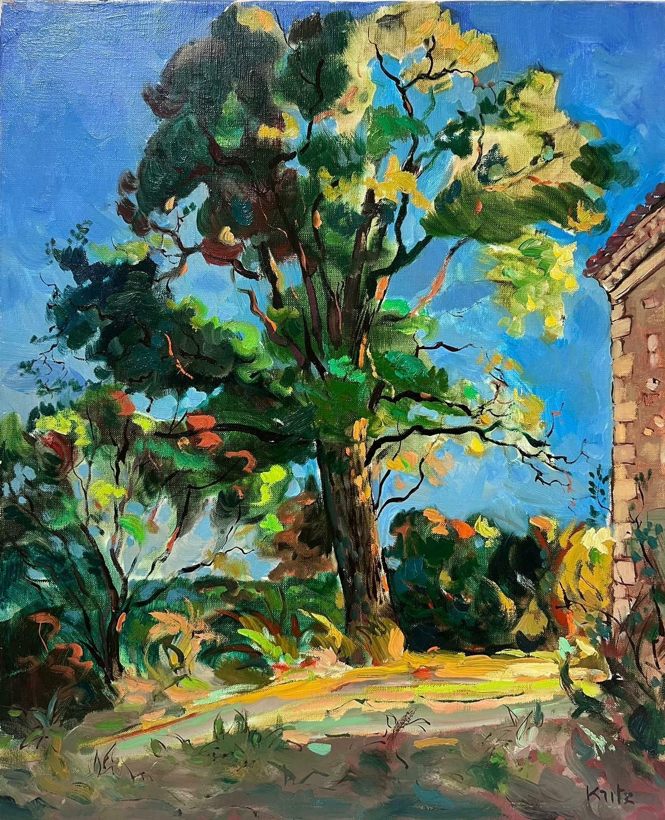 Michel Kritzfrench Impressionist Signed Oil Tree In Landscape Bathed In Sunshine