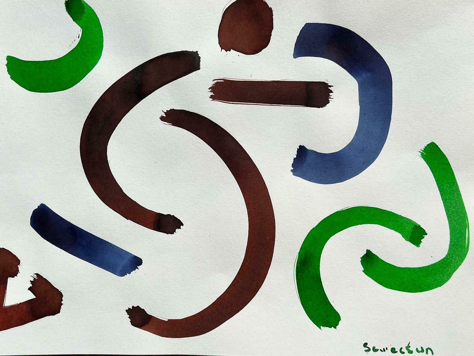 Robert Somertonabstract Expressionist British Original Watercolor Painting Shapes Patterns C. 2022 photo furniture