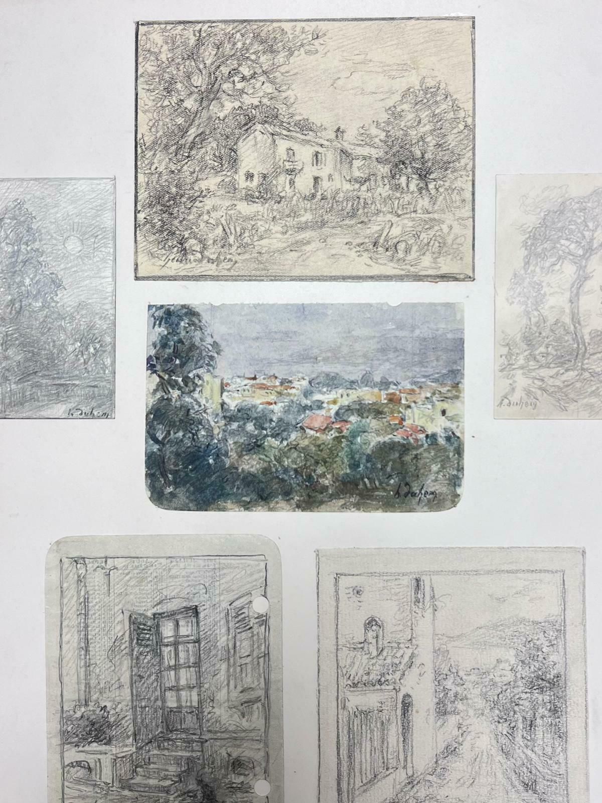 Henri Aime Duhemfine Antique French Impressionist Painting Landscape Combination Of Six Drawings photo for sale