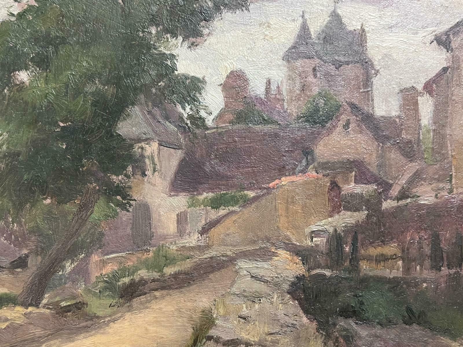 Edmond Quinton1930's French Impressionist Oil Painting Stone Path To Quaint French Village1930's photo Art
