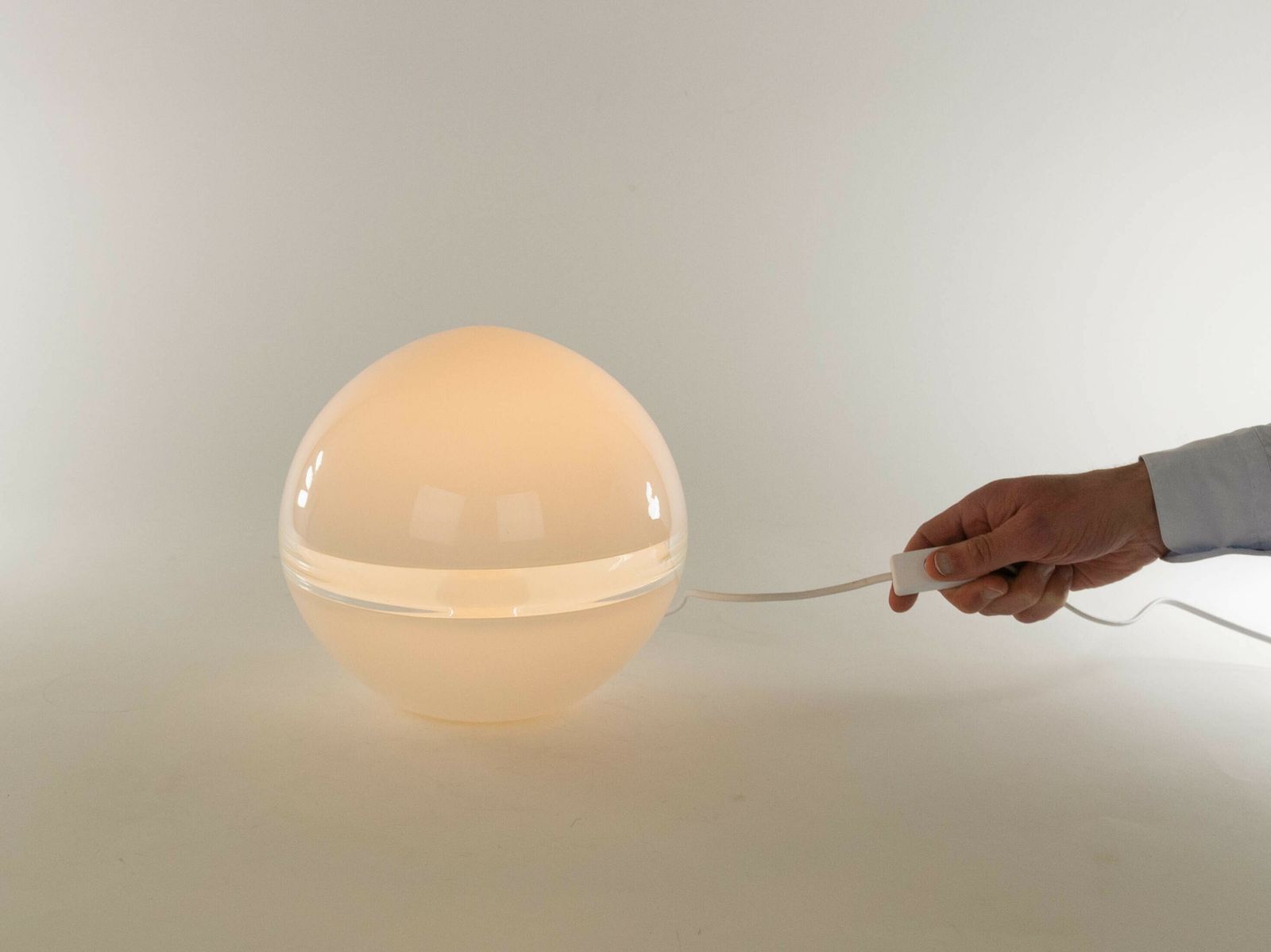 White Lt 230 Glass Table Lamp By Carlo Nason For A.V. Mazzega, 1970s photo buy