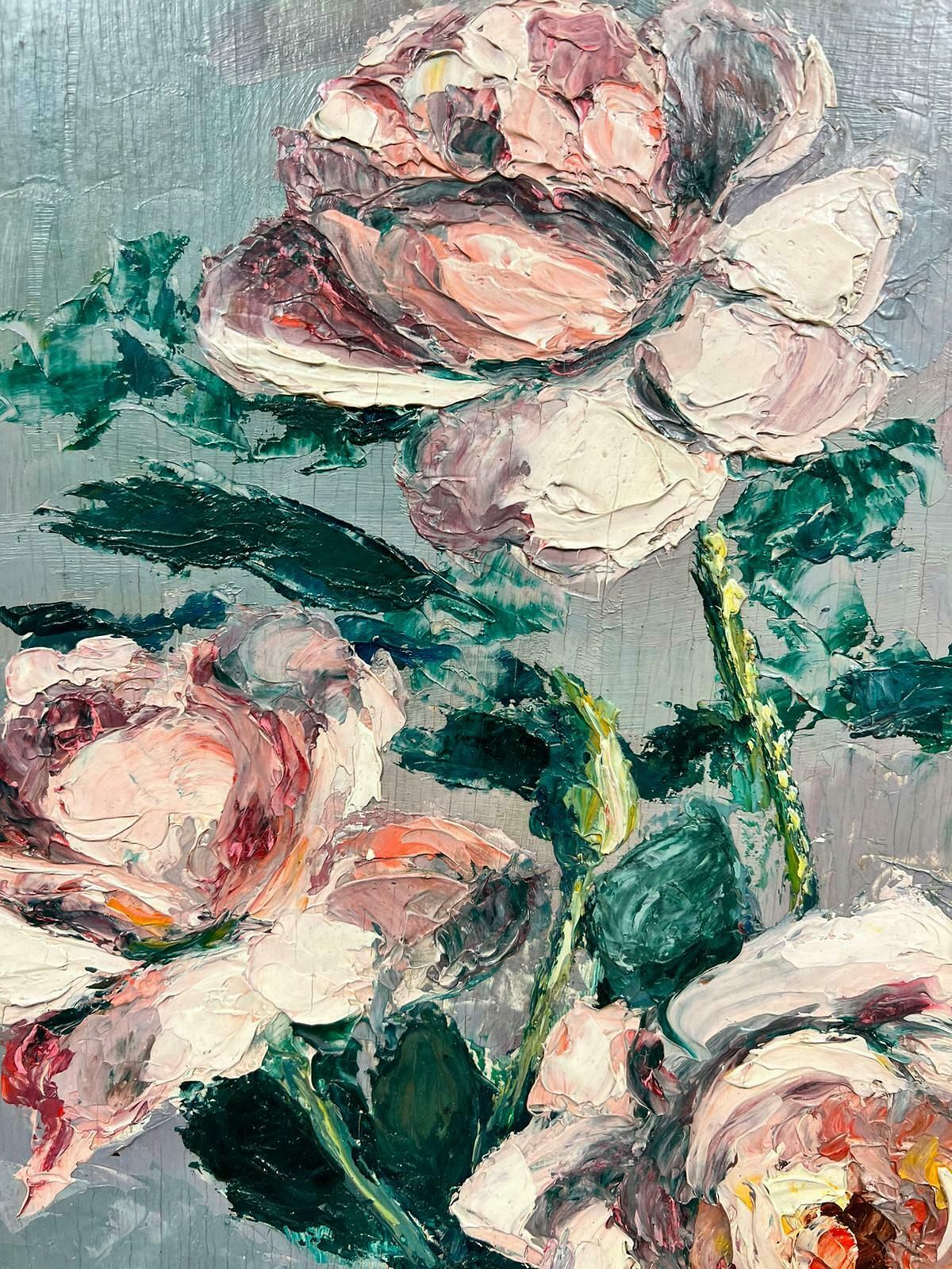 Mary Ribelli1950’s French Impressionist Signed Oil Pink Roses Paris Still Life Gilt Frame1950’s photo buy