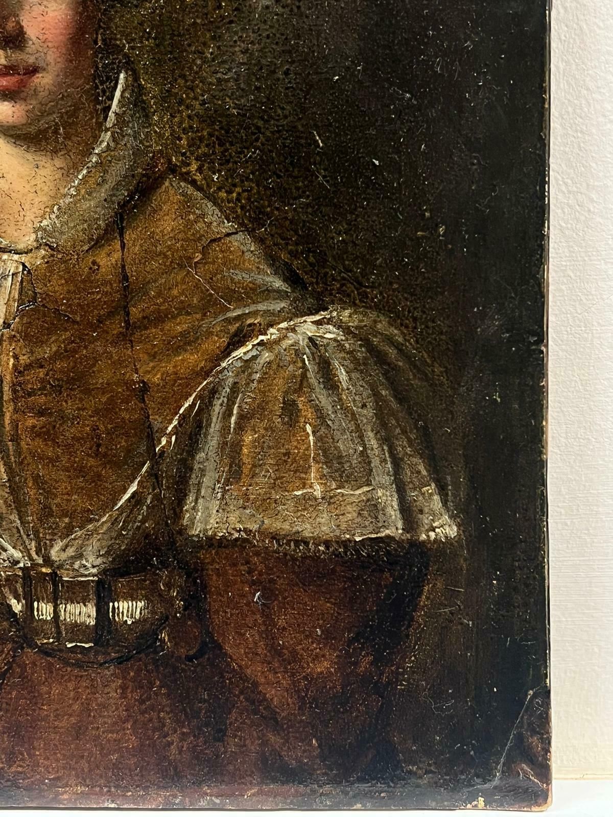French School830’s French Portrait Of A Lady In Brown Jacket White Lace Trim, Oil Painting1830’s photo for sale
