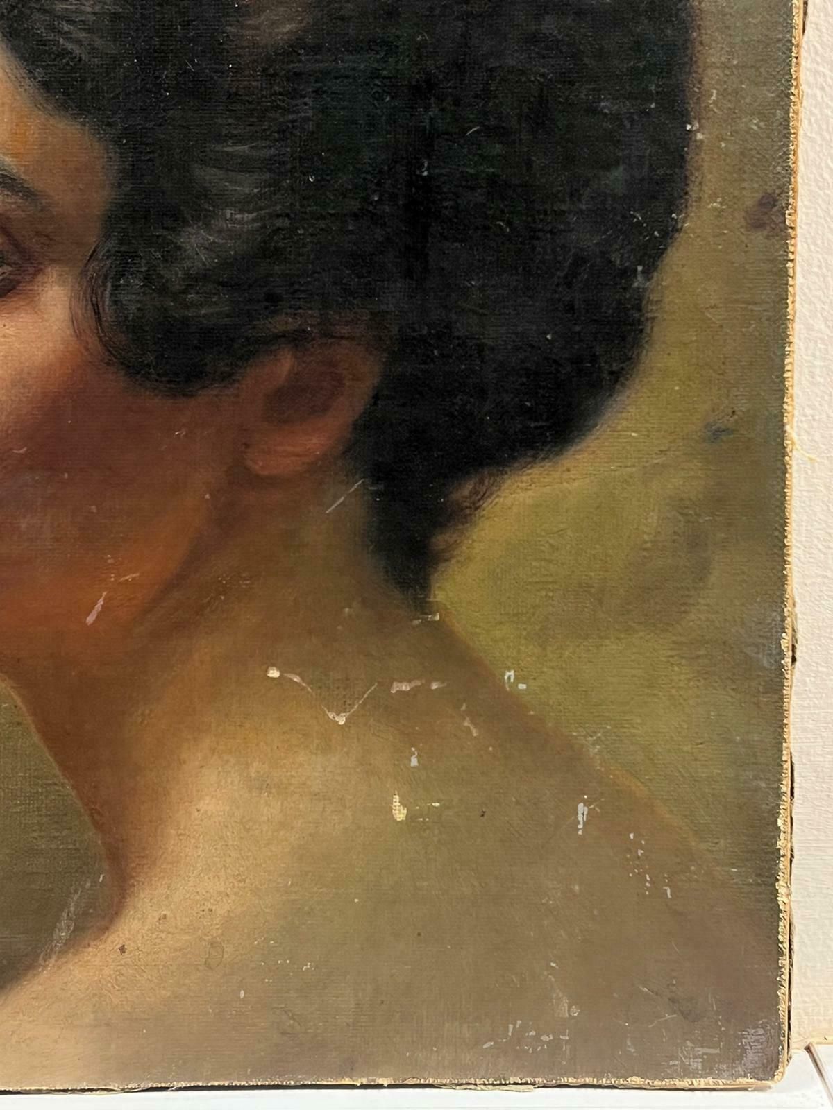 French School19th Century French Realist Oil Profile Portrait Of Lady Beautiful Quality photo 970.0