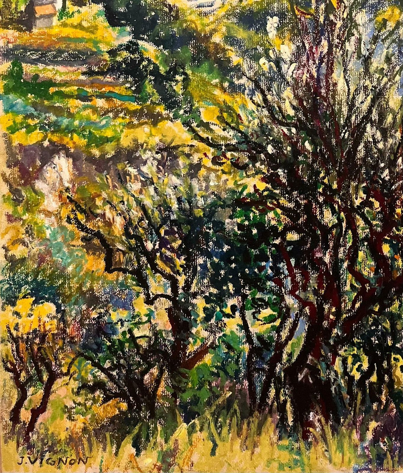 Josine Vignonmid Century French Original Pastel Drawing Of Mountain View Overlooking Village1950's photo vinterior