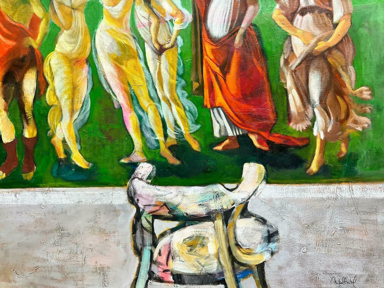 French School Contemporary Abstract Oil Painting Classical Figures In Robes, Chilean Artist photo furniture