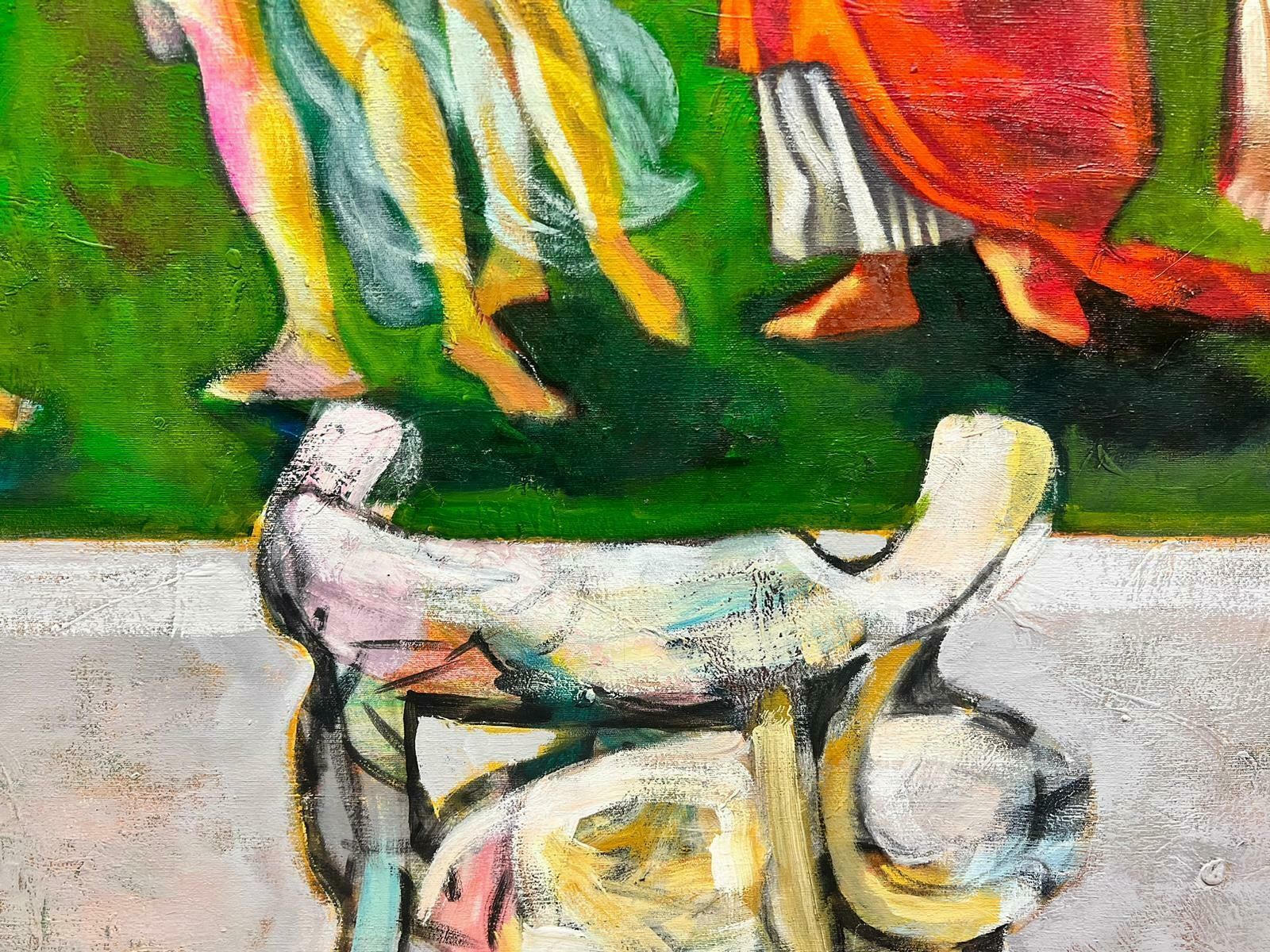 French School Contemporary Abstract Oil Painting Classical Figures In Robes, Chilean Artist photo for sale