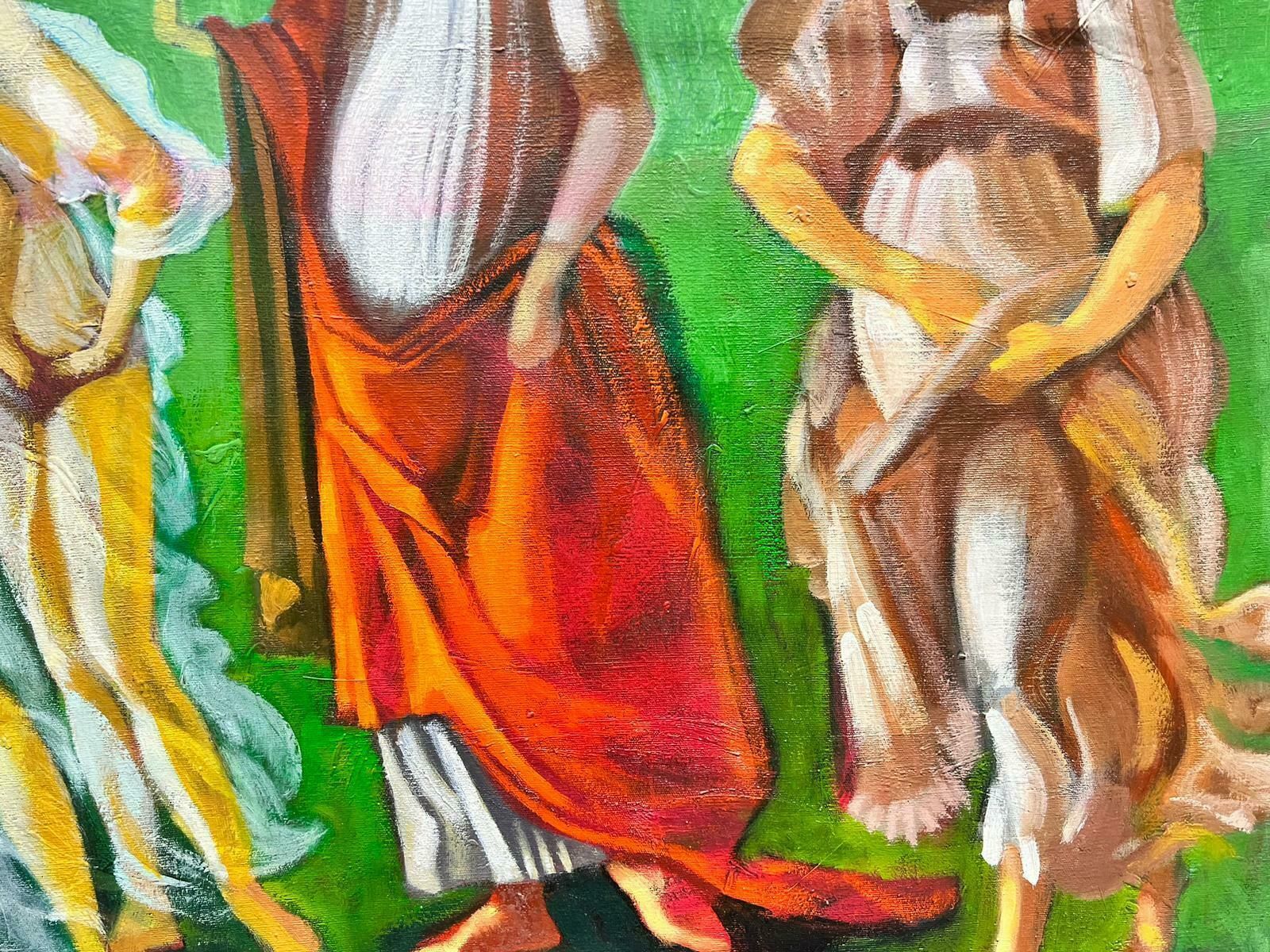 French School Contemporary Abstract Oil Painting Classical Figures In Robes, Chilean Artist photo Art