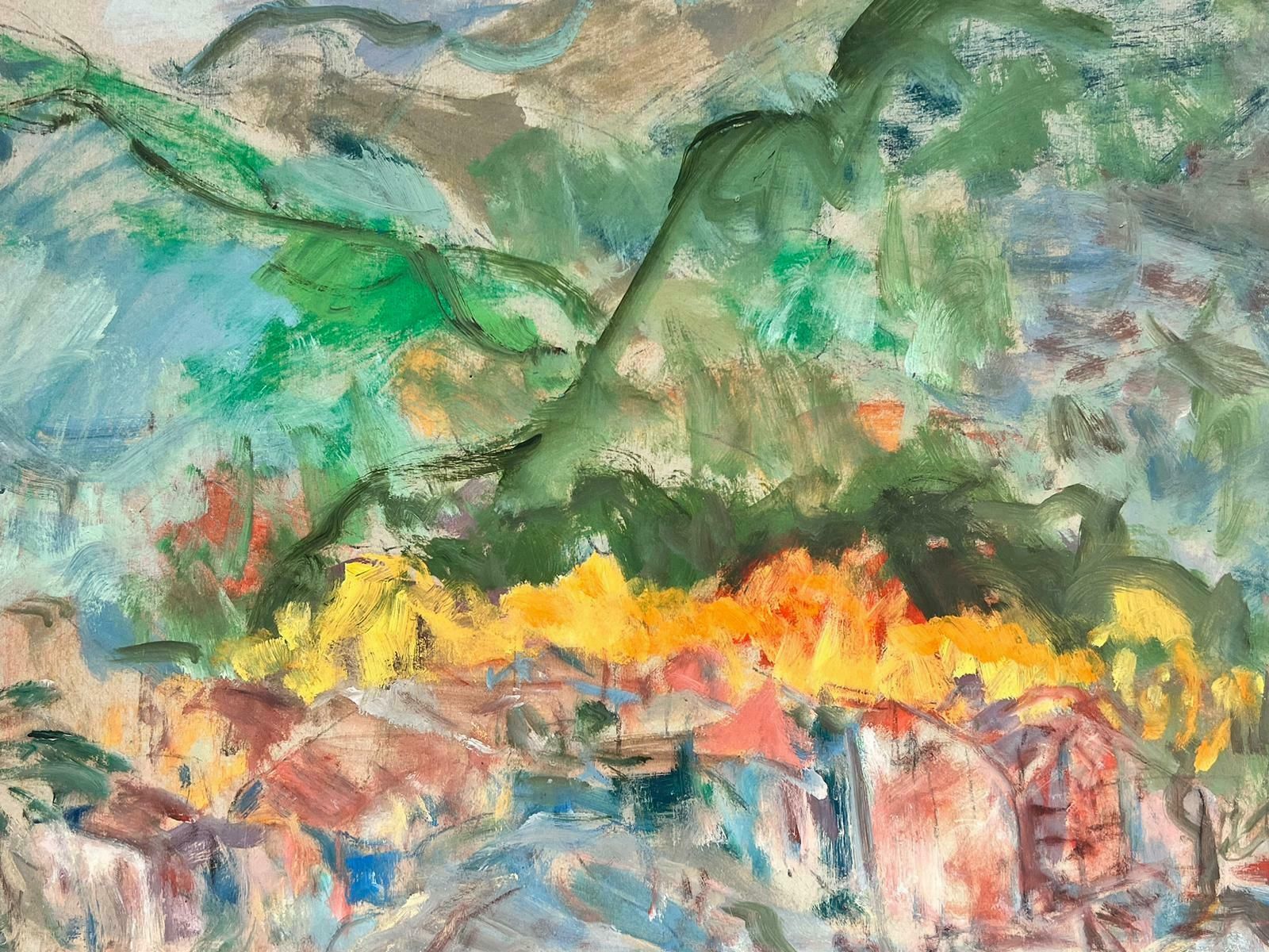 French School20th Century French Expressionist Provencal Landscape Green Hills & Town20th Century photo 7632.0