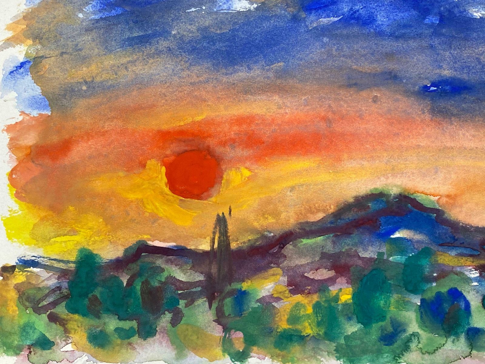 Akos Biroprovence Sunset French Expressionist Original Paintingc.1980s photo for sale