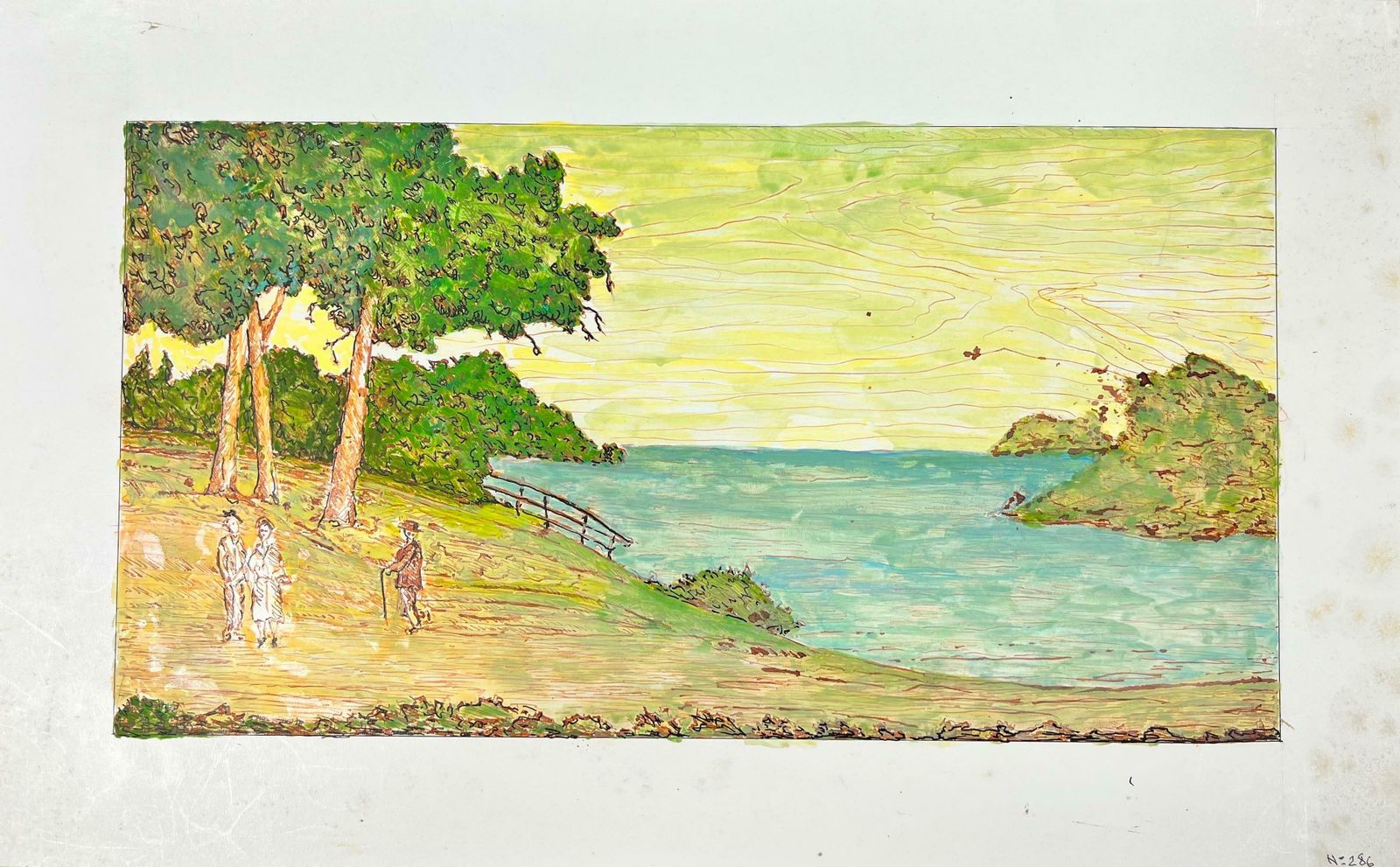 Bernard Labbe1950's Modernist/ Cubist Painting   Figures Down By The Beach1950's photo furniture