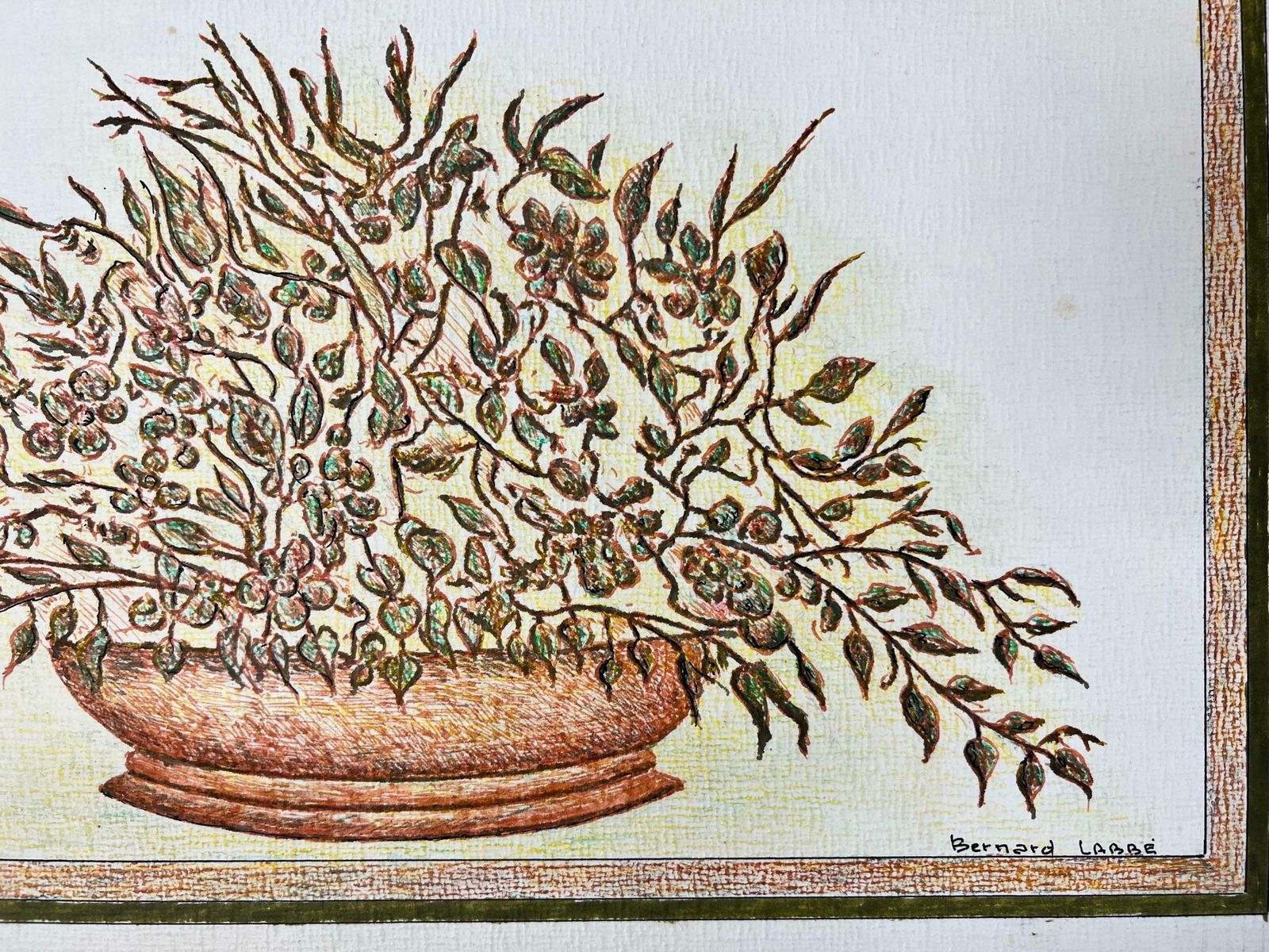 Bernard Labbe1950's Modernist/ Cubist Painting   Wild Plants In Plant Bowl1950's photo for sale
