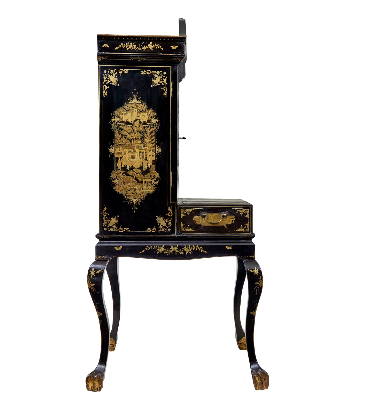 19th Century Chinese Canton Black Lacquered Desk Cabinet photo buy