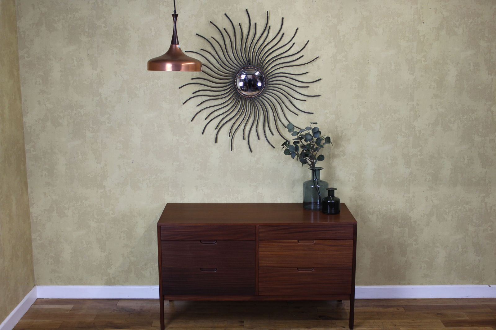 Large 1950’s French Metal Sunburst Mirror photo furniture