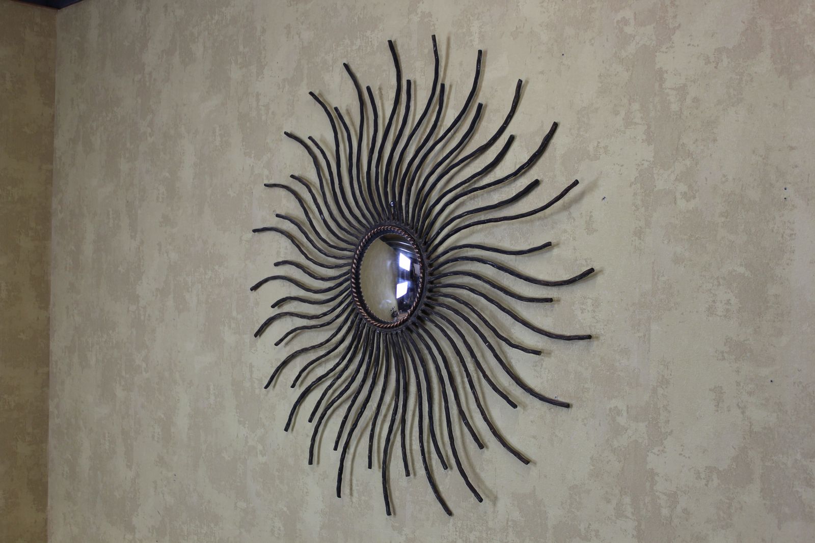 photo furniture Large 1950’s French Metal Sunburst Mirror