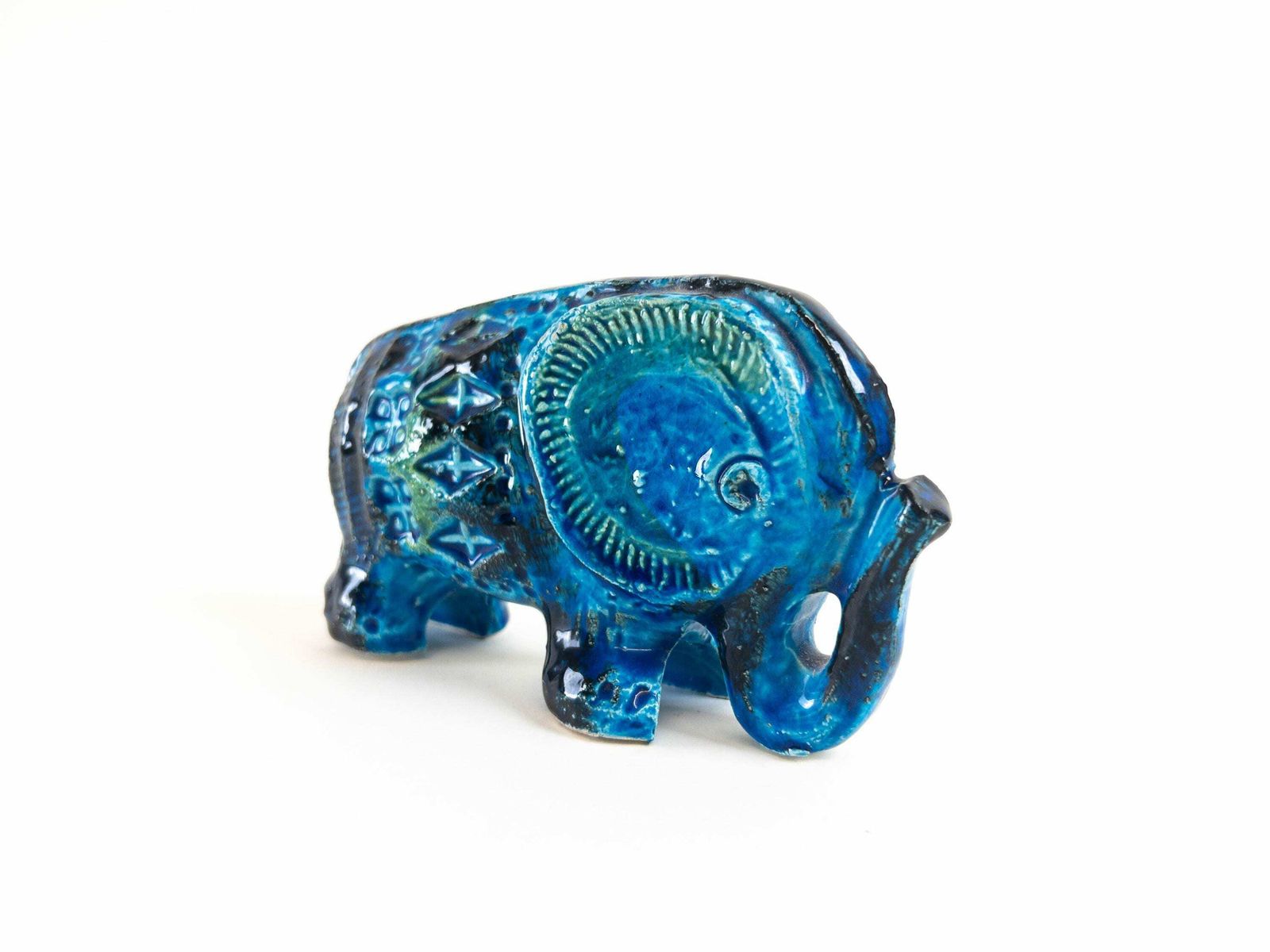 Bitossi Rimini Blu Elephant Designed By Aldo Londi   Flavia Montelupe Italy   Vintage Italian Pottery photo vinterior
