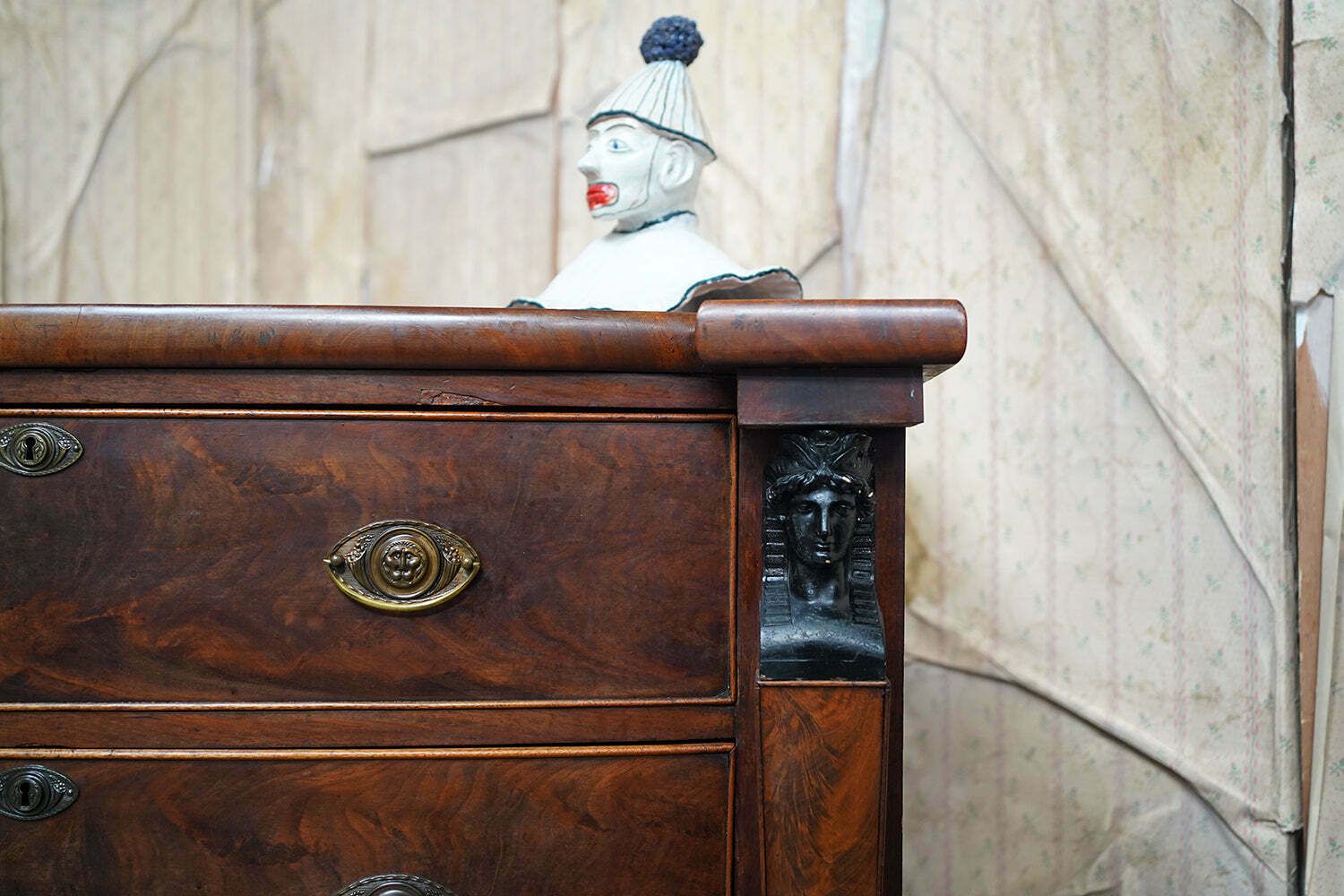 A Fine Regency Period Mahogany & Ebonised Egyptian Revival Chest Of Drawers C.1810 photo vintage