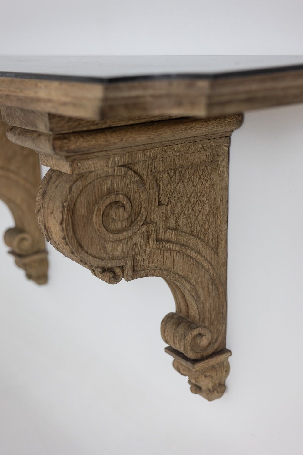 Jean Charles Moreux. Console In Carved Oak And Marble. 1940s. photo for sale
