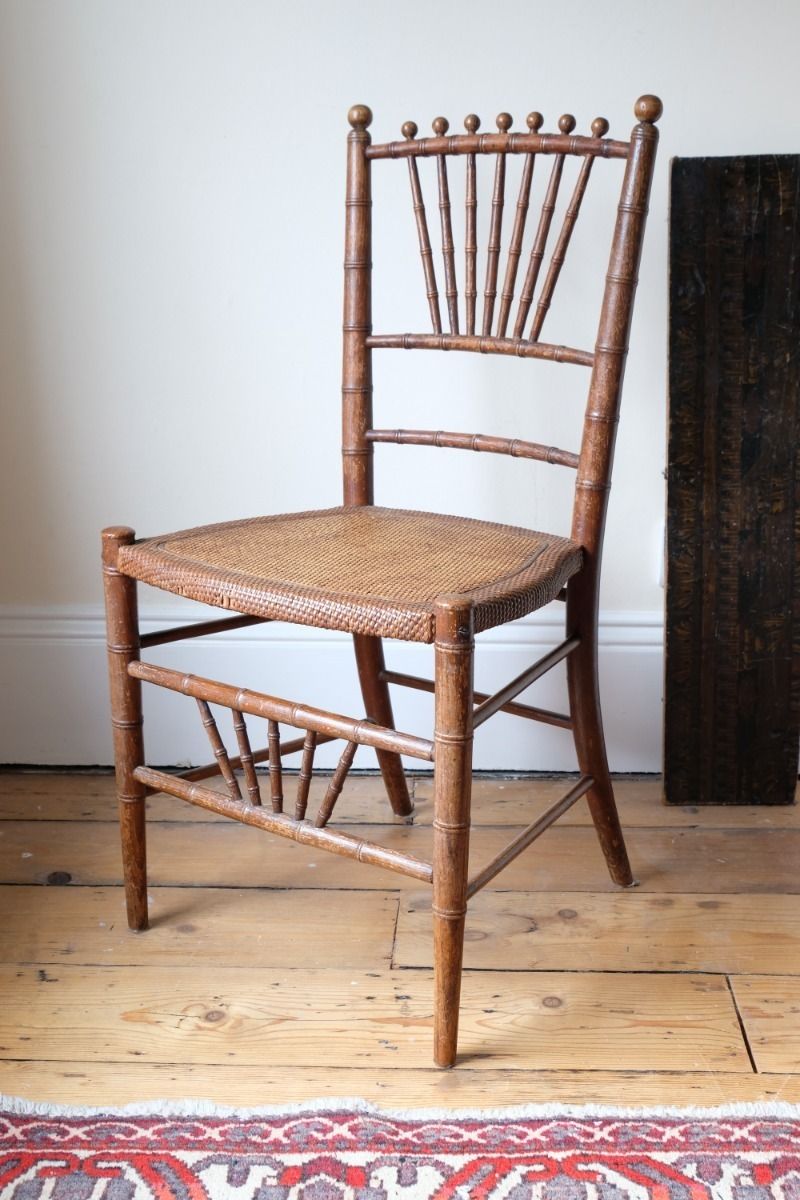 Regency Faux Bamboo Painted Chair With Sunburst Back, England C.1820 photo 690.0