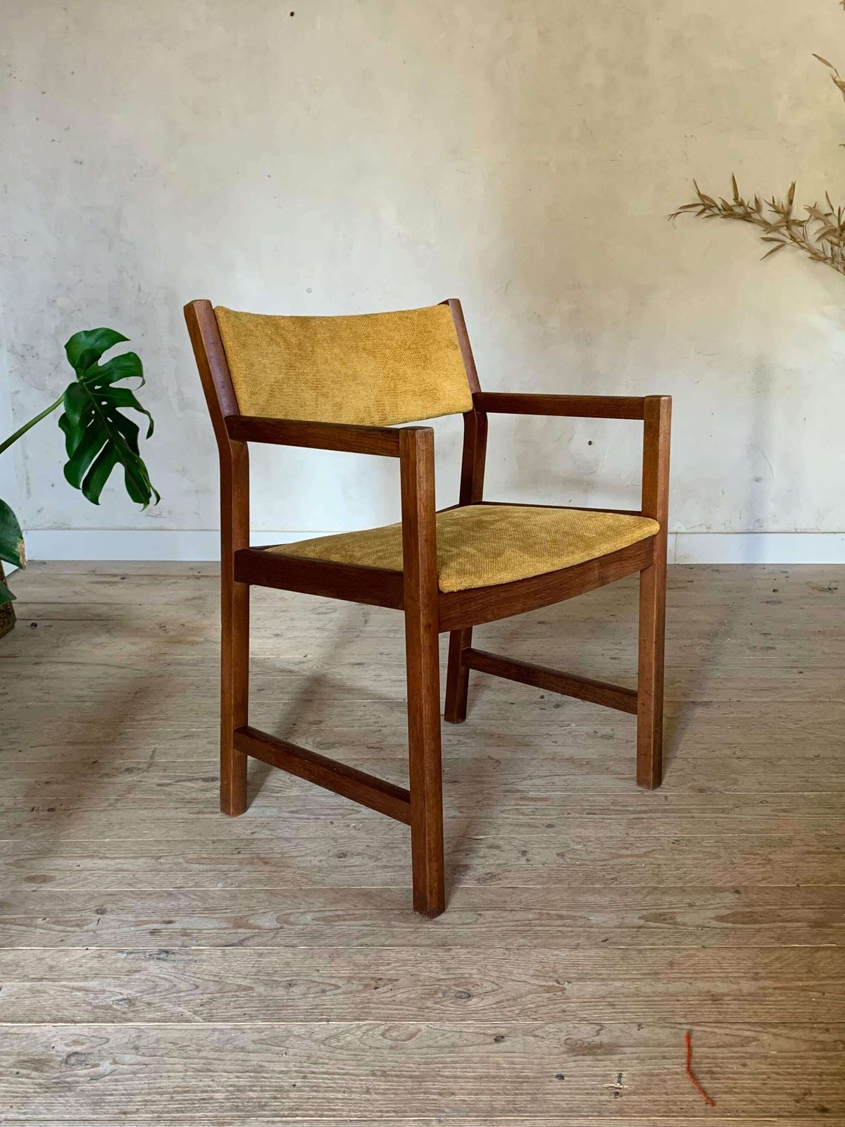 Vintage Danish Armchair By Borge Mogensen Yellow Velvet photo furniture
