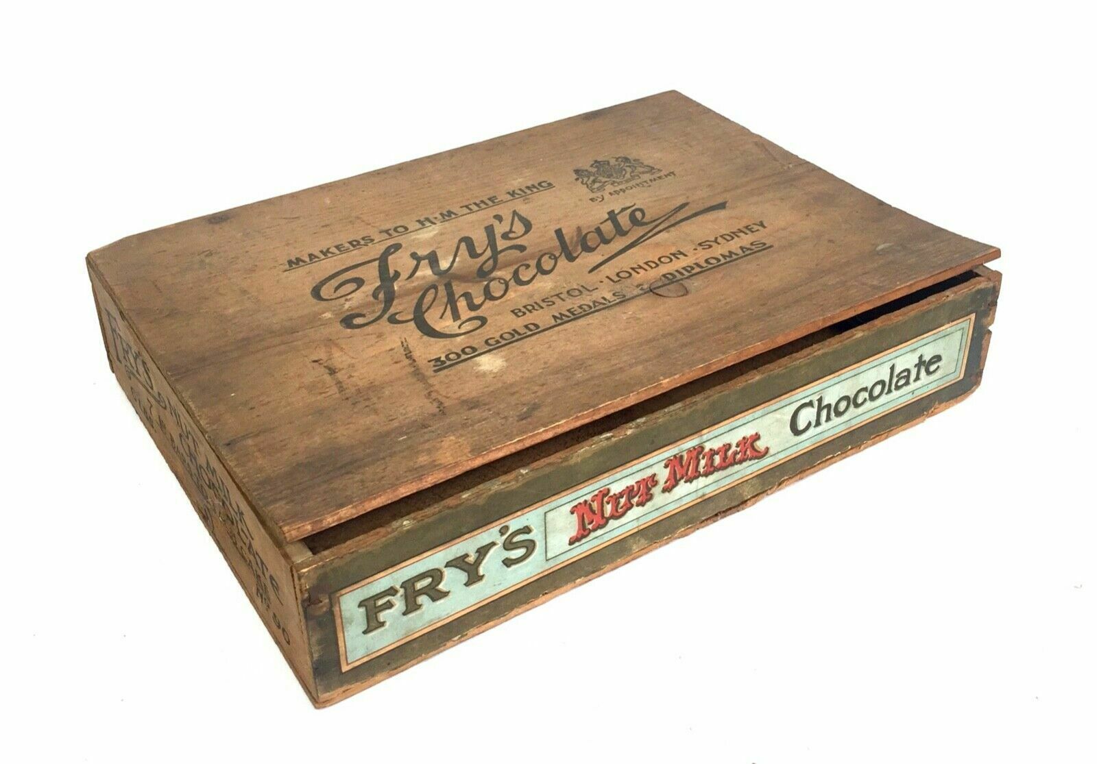 Antique Advertising   Fry's Nut Milk Chocolate Wooden Shop Display Box / Crate photo furniture