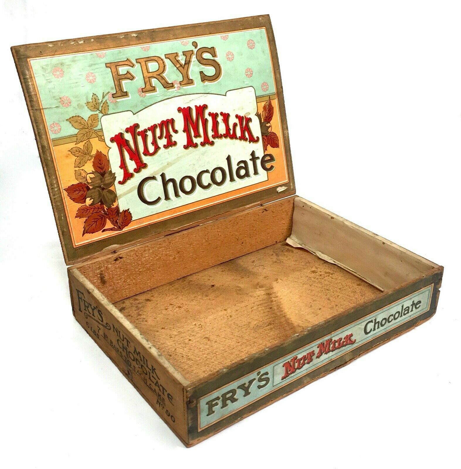 Antique Advertising   Fry's Nut Milk Chocolate Wooden Shop Display Box / Crate photo vinterior