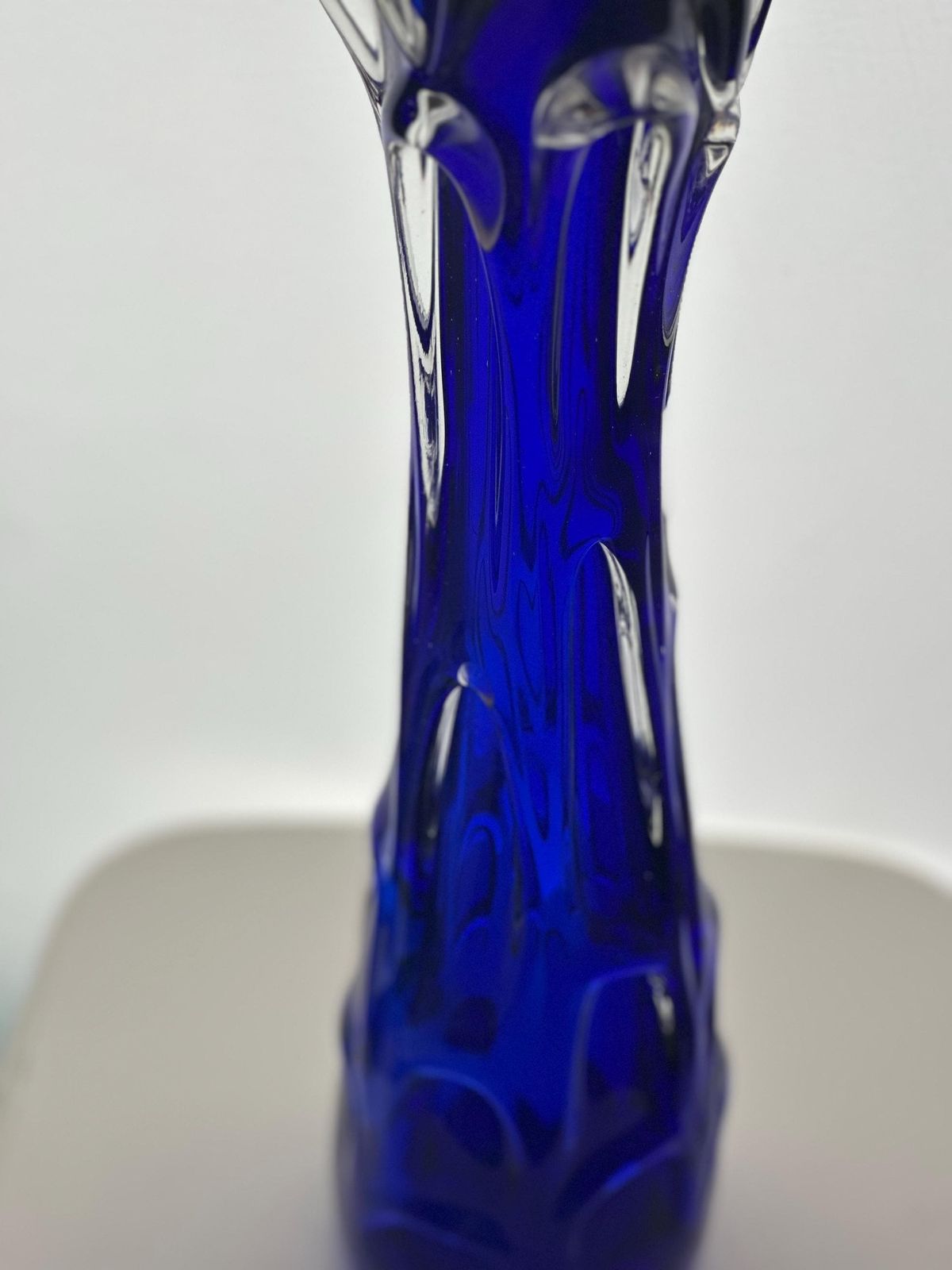 Vintage Bohemian Large Glass Vase By Jan Beranek Skrdlovice Colbalt Blue 1960’s