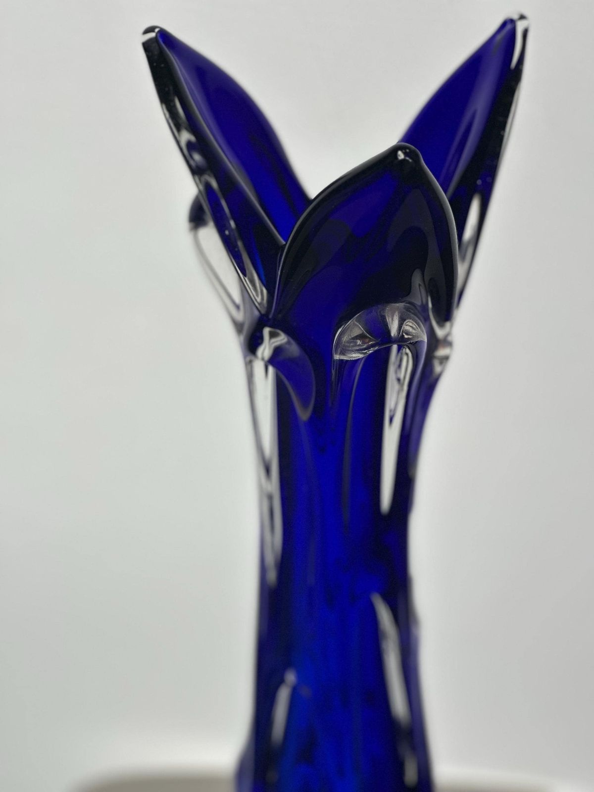 Vintage Bohemian Large Glass Vase By Jan Beranek Skrdlovice Colbalt Blue 1960’s photo Home Decor