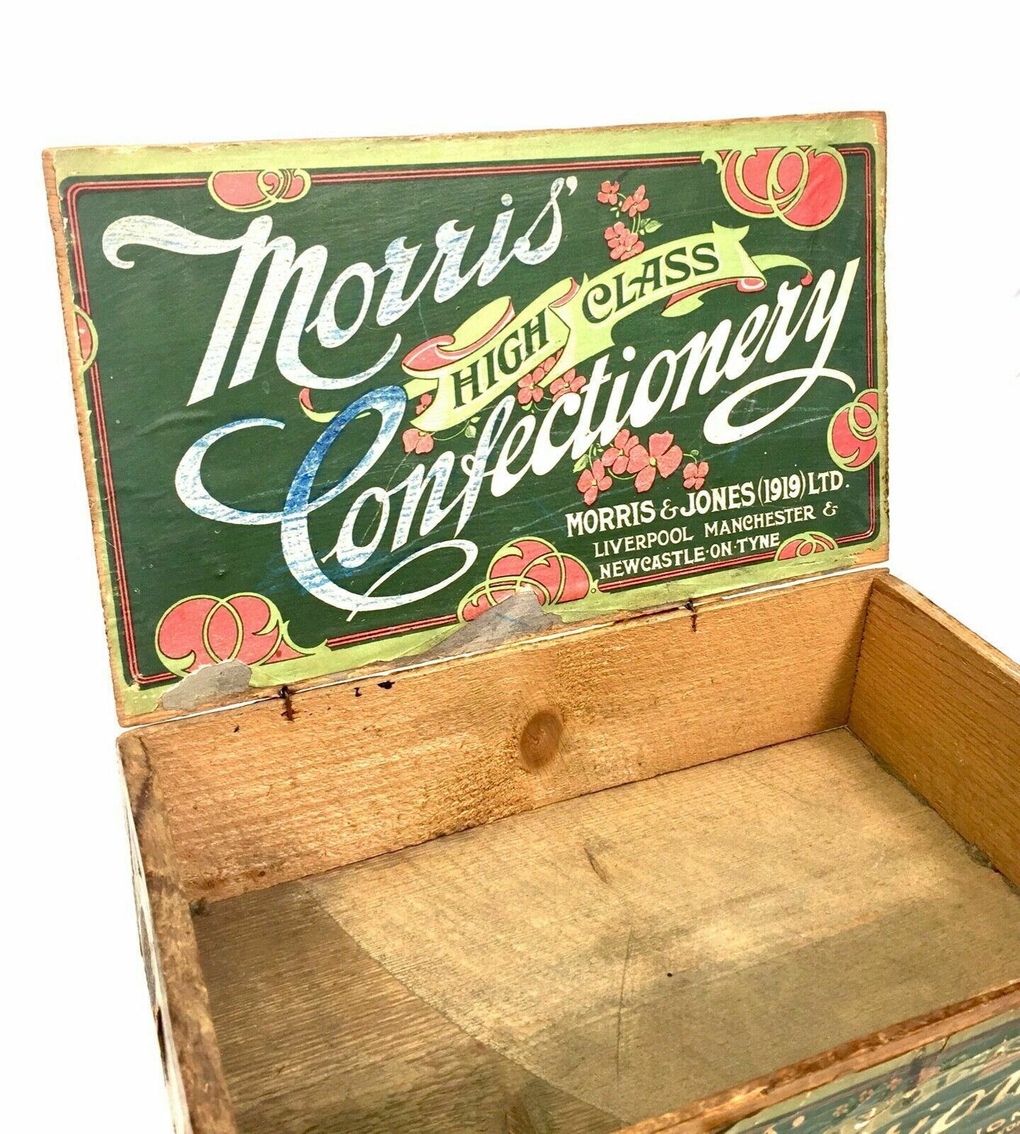 Antique Advertising   Morris & Jones Confectionery Wooden Shop Display Box Crate photo 89.0