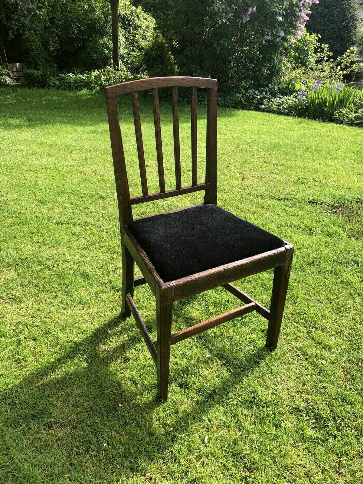 A Oak Country Made Oak Side Chair. Hard To Put A Date On It. Newly Upholstered. photo furniture