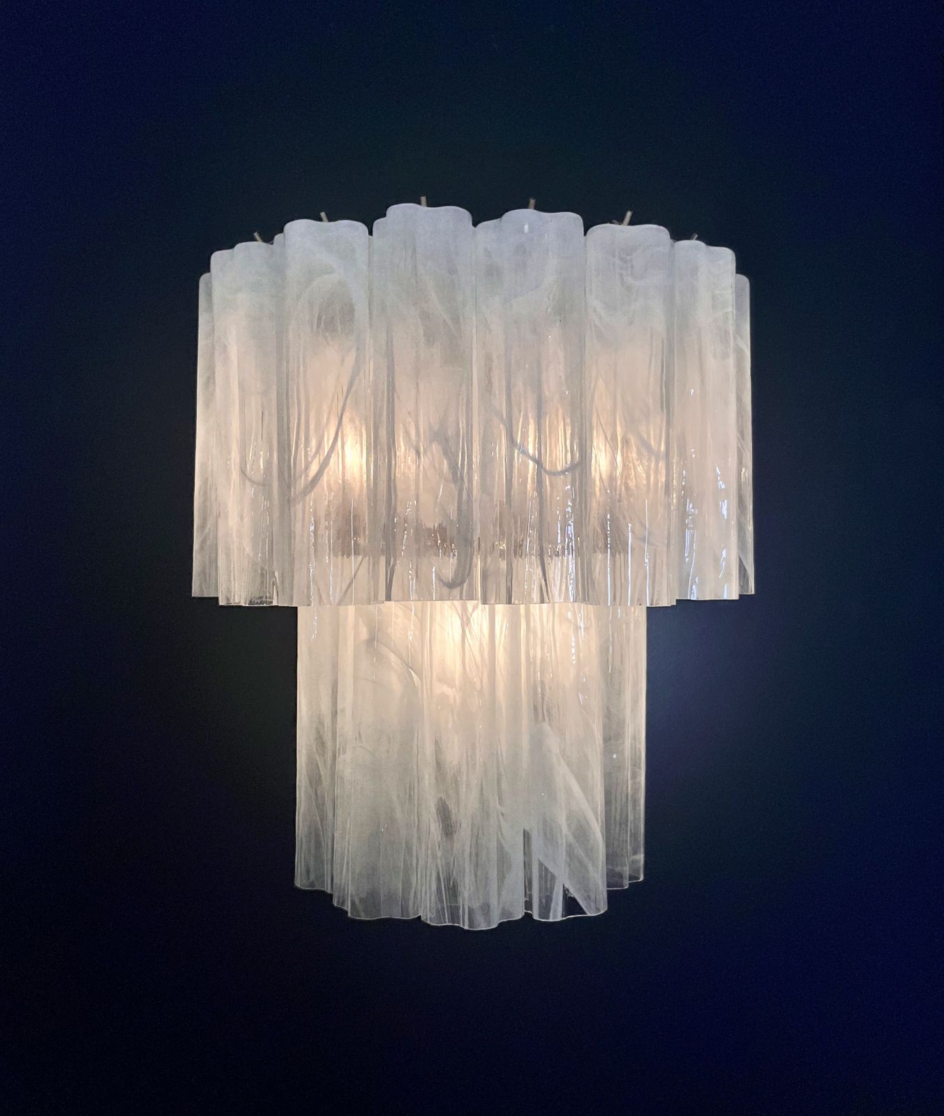 Fantastic Pair Of Murano Glass Tube Wall Sconces   13 Whihe Alabaster Glass Tube photo for sale