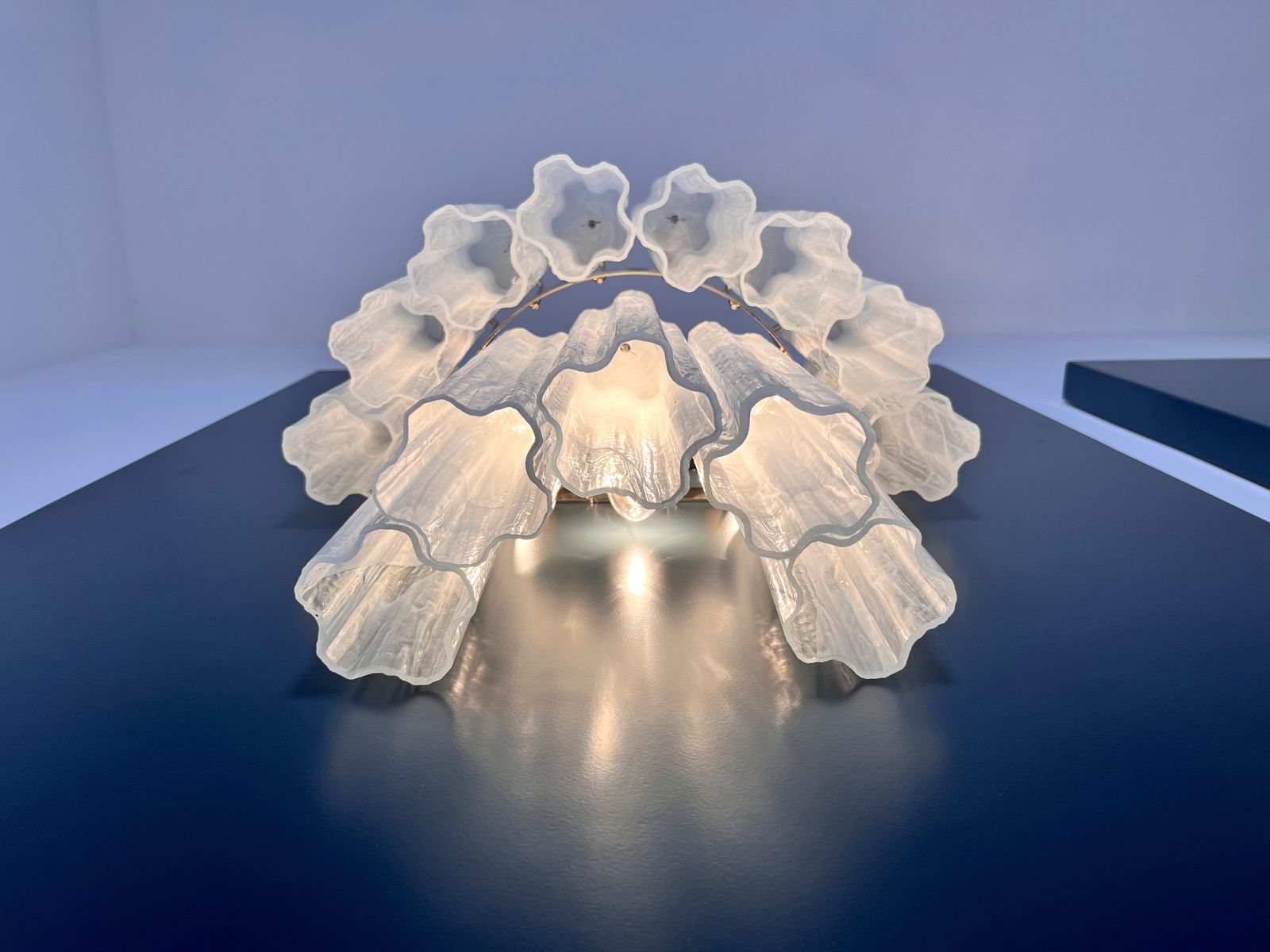 photo vinterior Fantastic Pair Of Murano Glass Tube Wall Sconces   13 Whihe Alabaster Glass Tube