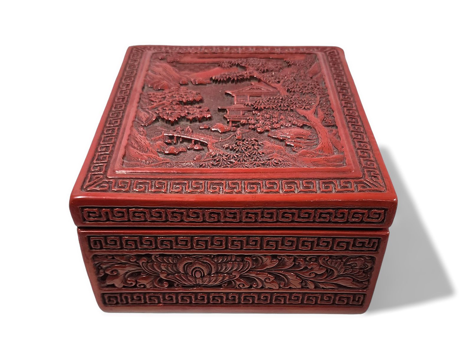 Late 19th Century Qing Lacquer And Hand Carved Varnished Wood Decorative Box, China photo vinterior