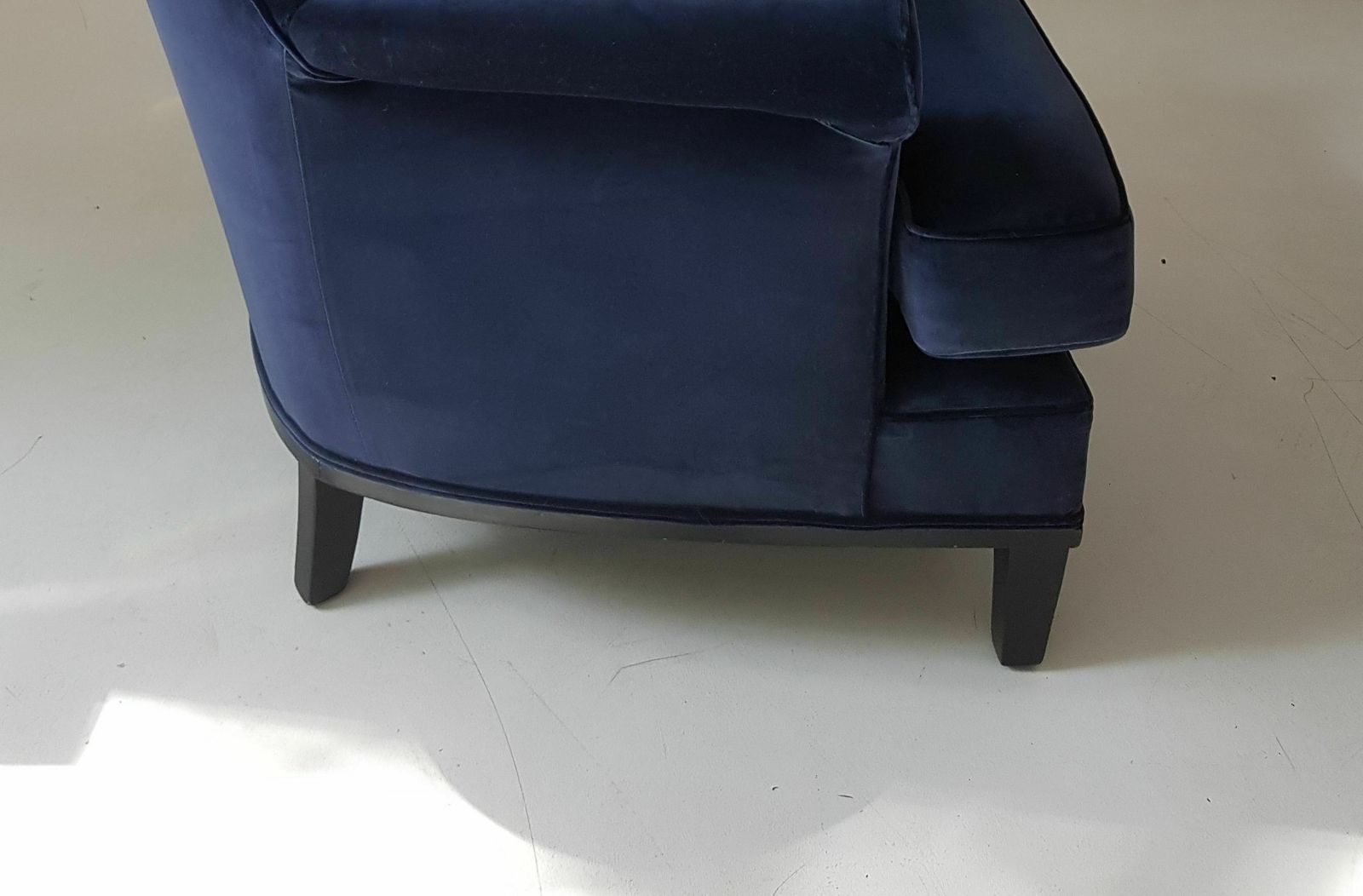 Pair Of Mid Century Modern   American Armchairs In Blue Velvet. photo Furniture