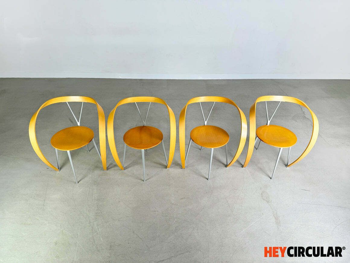 Original Set Of 4 Reverse Chairs Cassina Andrea Branzi photo Furniture