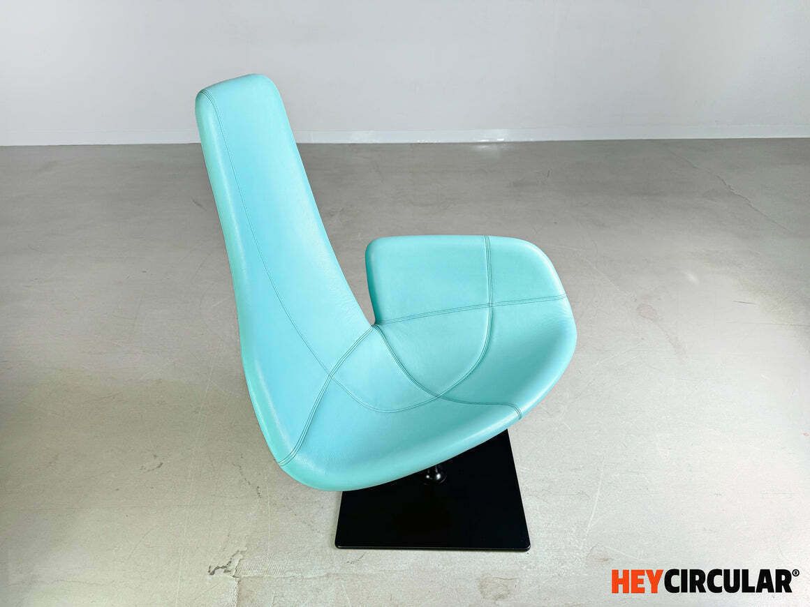 Moroso Fauteuil Leer Blauw Turquoise Patricia Urquiola Draaibaar photo for sale