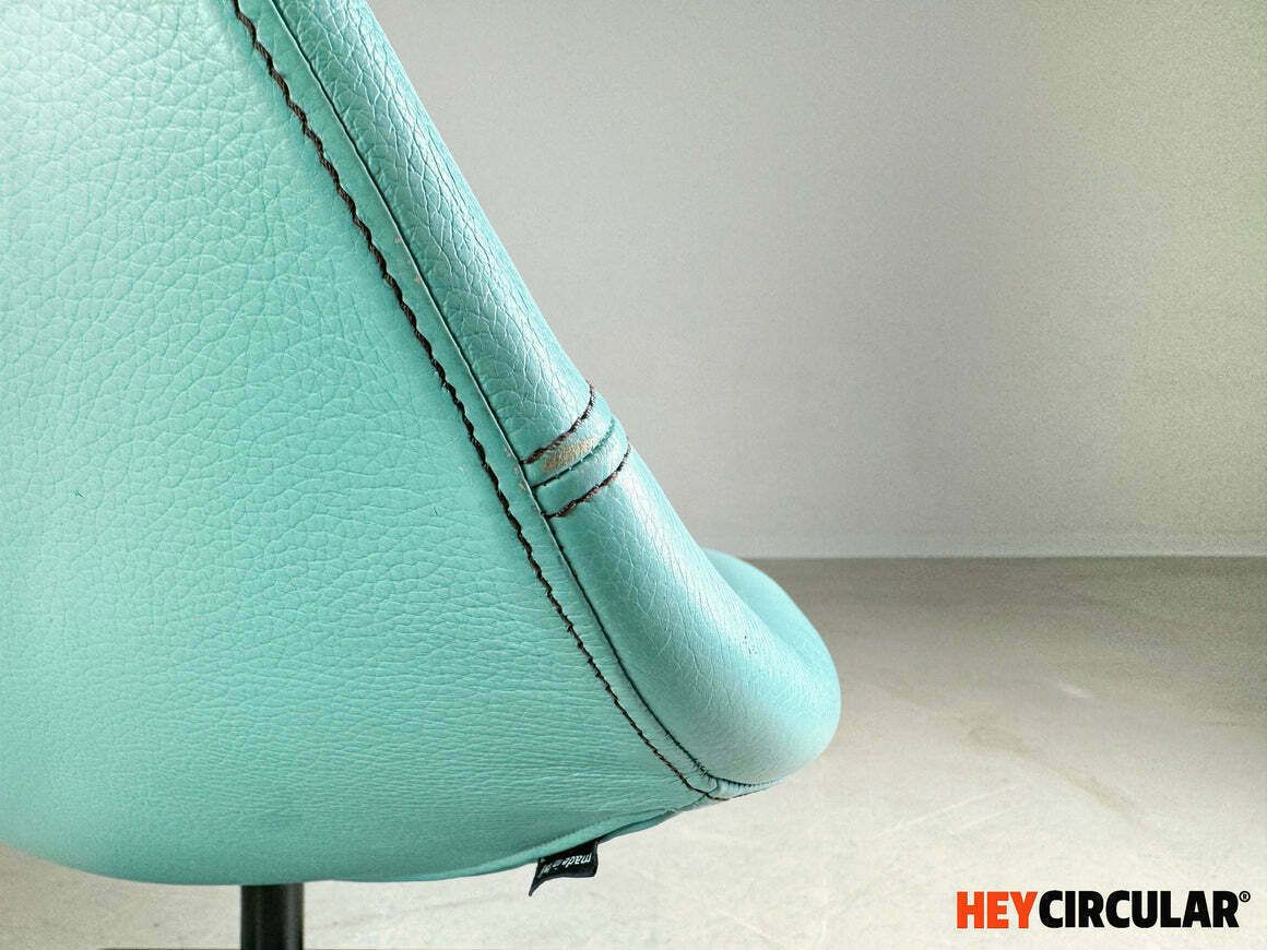 photo for sale Original Moroso Armchair Leather Blue Turquoise Patricia Urquiola Swivel