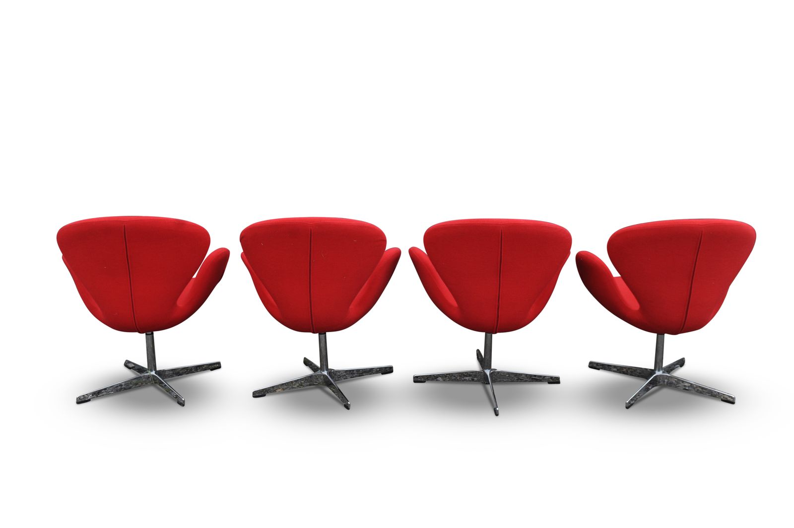 Arne Jacobsen Swan Chair (No Labels) In Red Upholstery On A Four Star Metal Base Two Chairs In Stock Price Per Chair Ol photo Furniture