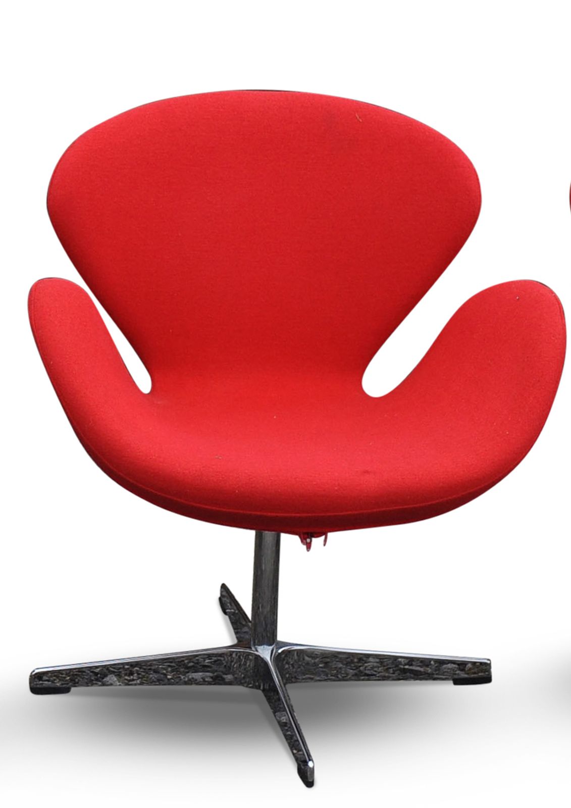 Arne Jacobsen Swan Chair (No Labels) In Red Upholstery On A Four Star Metal Base Two Chairs In Stock Price Per Chair Ol