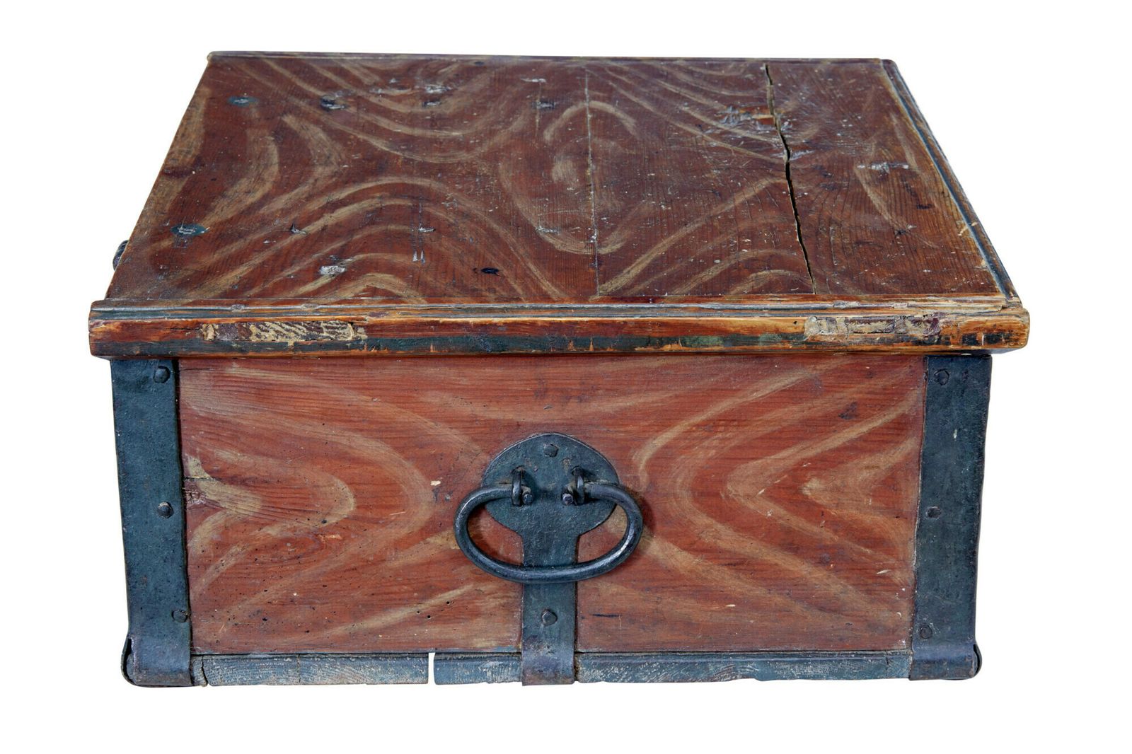 Scandinavian Hand Painted 19th Century Pine Strong Box photo Home Decor