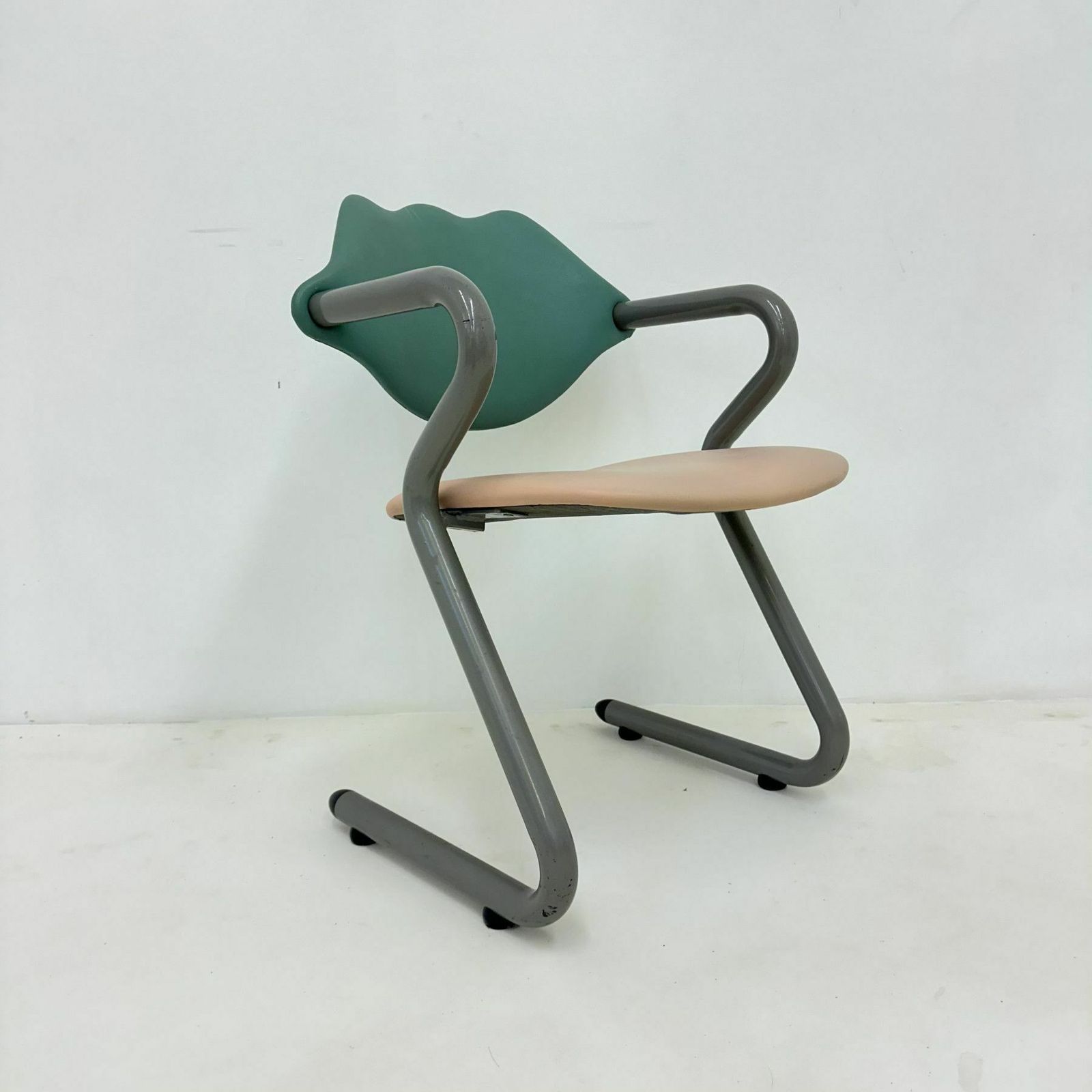 photo vinterior Memphis Stijl Lederen Fauteuil, Jaren 1980