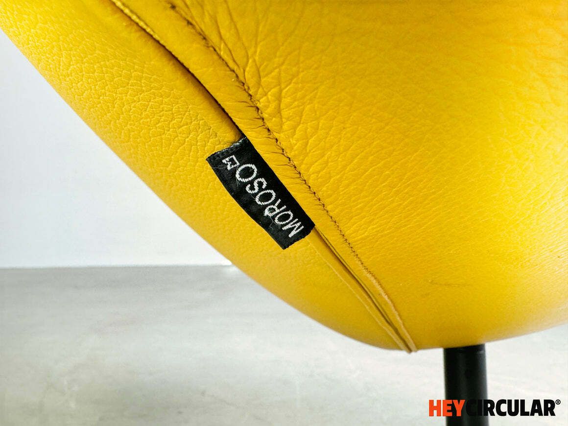 Original Moroso Armchair Leather Yellow Patricia Urquiola Swivel photo vintage