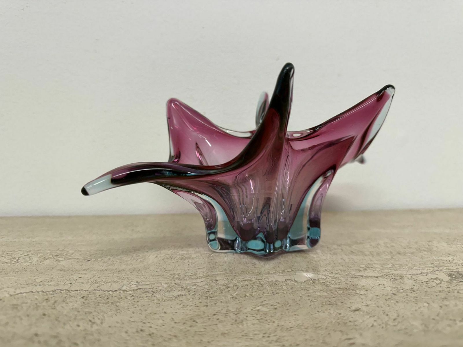 Mid Century Murano Glazen Schaal In Roze En Blauw, Jaren 1970 photo Woonaccessoires