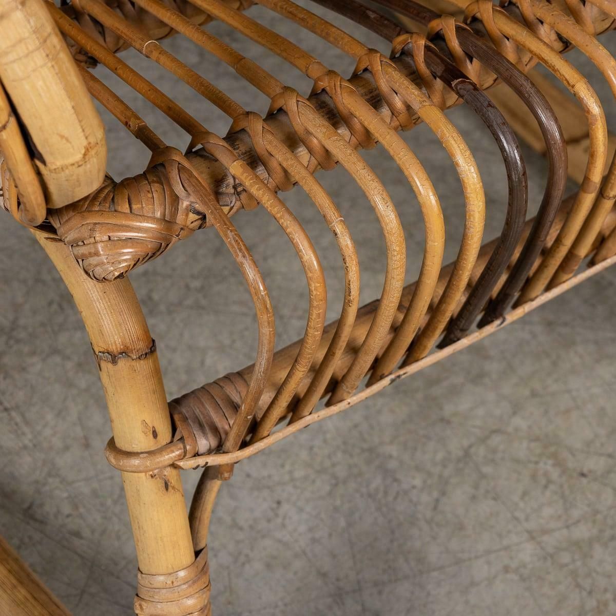 photo buy 20th Century Italian Bamboo & Rattan Rocking Chair C.1960