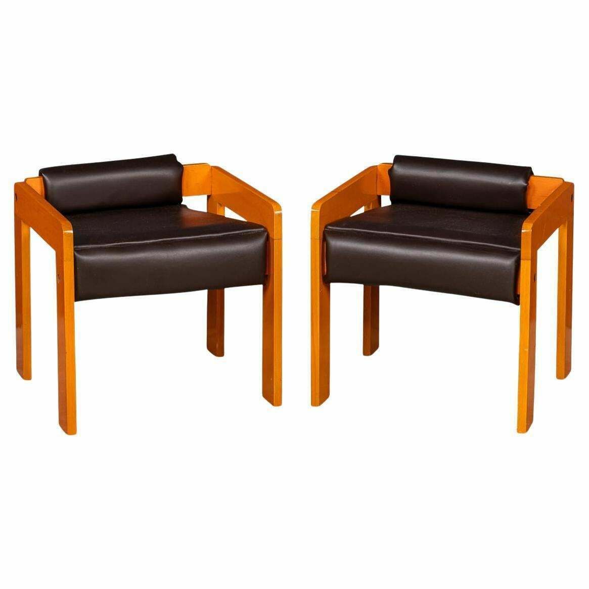 20th Century Italian Pair Of Children's Bauhaus Style Armchairs C.1980