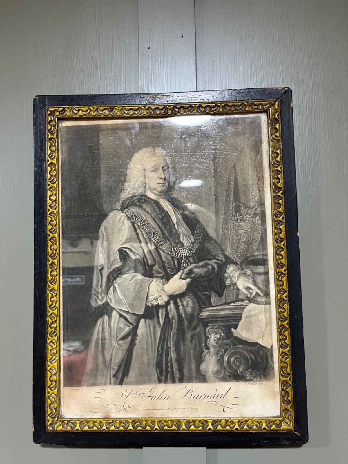 Antique Engraving By J. Faber Of Sir John Barnard Painted By A. Ramsay 1739 photo buy