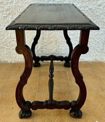 Early 19th Century Baroque Spanish Side Table With Lyre Legs And Marquetry Top, 1890s photo buy